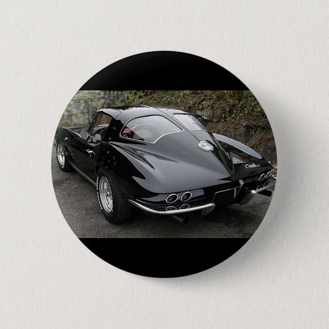 Corvette Classic Black Split Window 6 Cm Round Badge (Front)