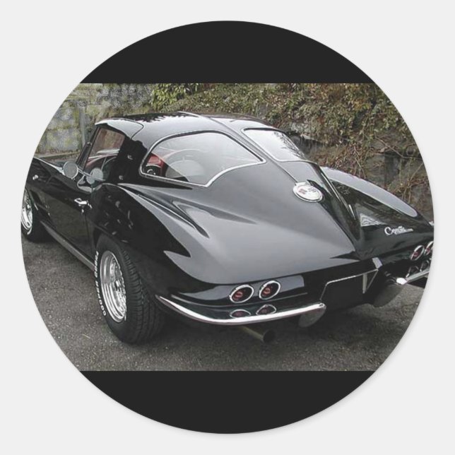 Corvette Classic Black Split Window Round Sticker (Front)