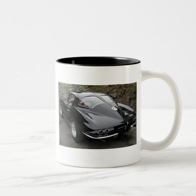 Corvette Classic Black Split Window Two-Tone Coffee Mug (Right)