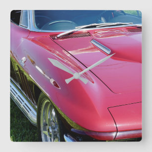 Corvette Retro Man Cave Square Wall Clock