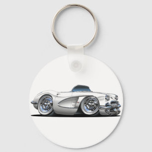Corvette White Convertible Key Ring
