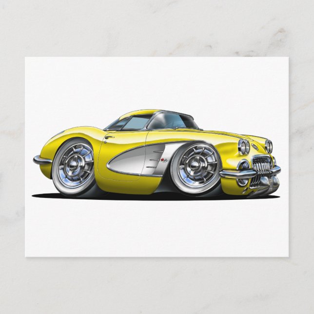 Corvette Yellow Car Postcard (Front)