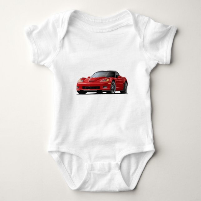 Corvette ZR1 Red Car Baby Bodysuit (Front)