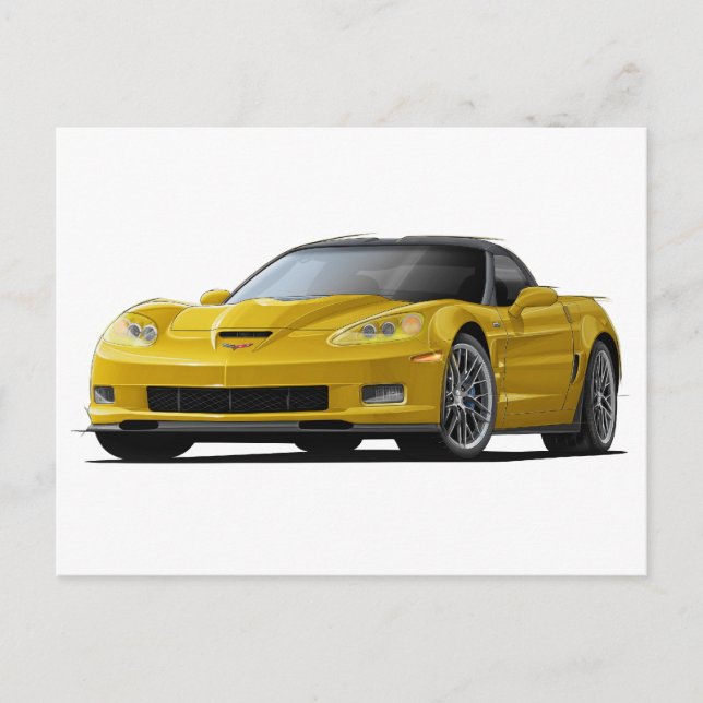 Corvette ZR1 Yellow Car Postcard (Front)