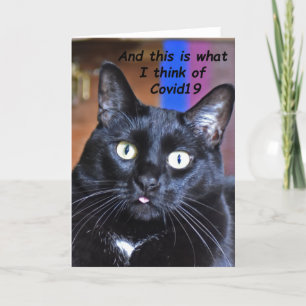 Corvid19 Black Cat with its Tongue Out - Art Card