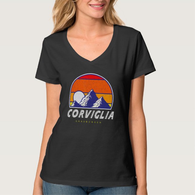 Corviglia Graubünden  Switzerland Retro 80s Ski Ho T-Shirt (Front)
