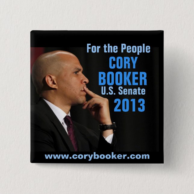 Cory Booker for Senate 15 Cm Square Badge (Front)