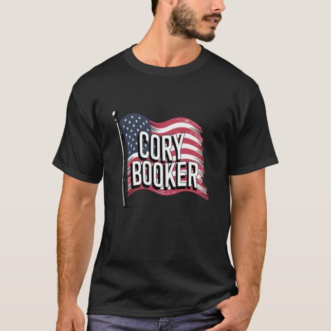Cory Booker Patriotic USA Flag Supporter T-Shirt (Front)