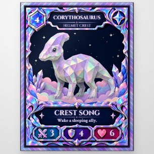 Corythosaurus Dinosaur, Rainbow Foil Art Postcard