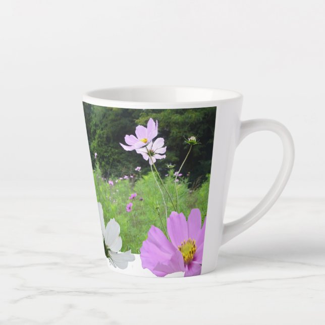 Cosmea, Wild Flowers Field Collage Latte Mug (Right)