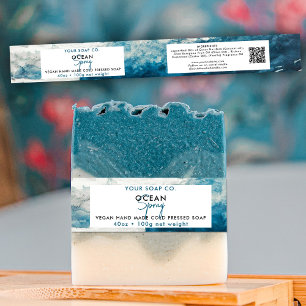 Cosmetic Bar Soap Band Product Label Wrap Blue Invitation Belly Band