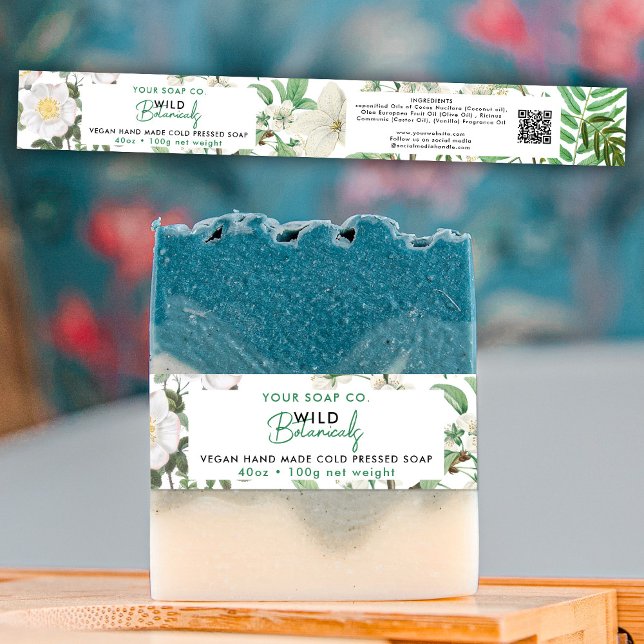 Cosmetic Bar Soap Band Product Label Wrap Floral Invitation Belly Band (Creator Uploaded)