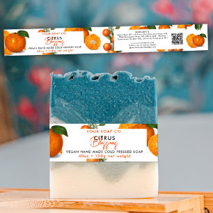 Cosmetic Bar Soap Band Product Label Wrap Orange Invitation Belly Band