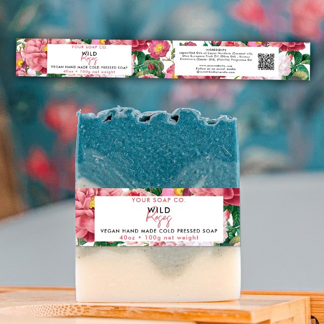 Cosmetic Bar Soap Band Product Label Wrap Roses Invitation Belly Band (Creator Uploaded)