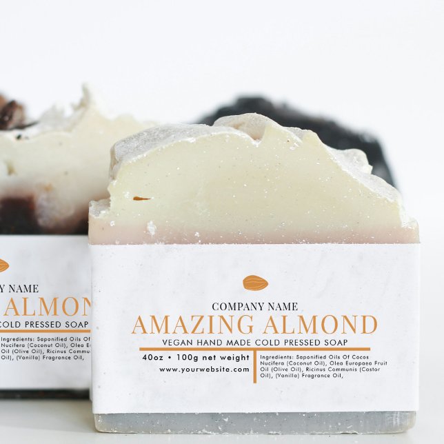 Cosmetic Bar Soap Belly Band Label Wrap Almond Invitation Belly Band (Cosmetic Bar Soap Belly Band Label Wrap Almond)