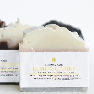 Cosmetic Bar Soap Belly Band Label Wrap Lemon Invitation Belly Band