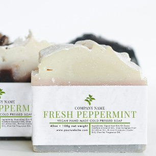 Cosmetic Bar Soap Belly Band Label Wrap Peppermint Invitation Belly Band