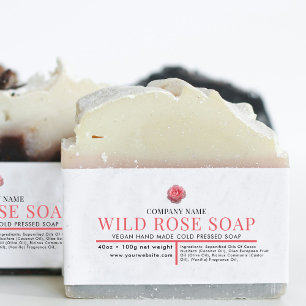 Cosmetic Bar Soap Belly Band Label Wrap Pink Rose Invitation Belly Band