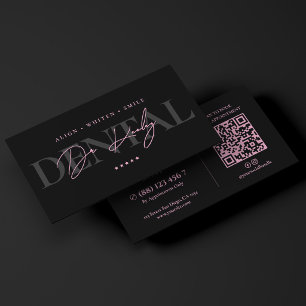 Cosmetic Dentist Minimal Pink Black Dental Clinic Business Card