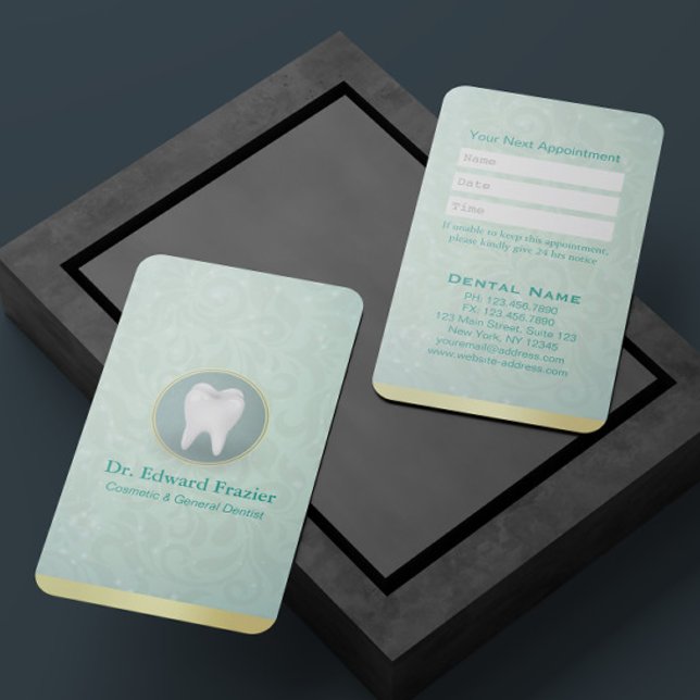 Cosmetic & General Dentist Appointment Gold Teal Card (Creator Uploaded)