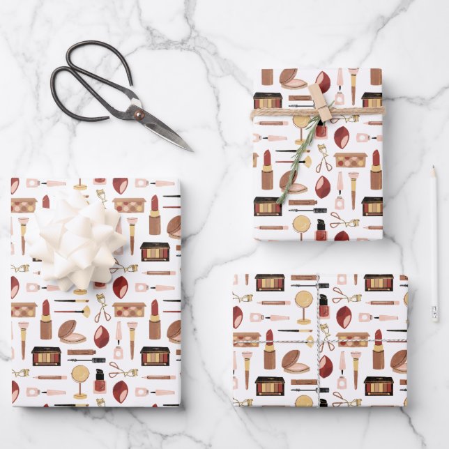 Cosmetic Makeup Pattern  Wrapping Paper Sheet (Front)