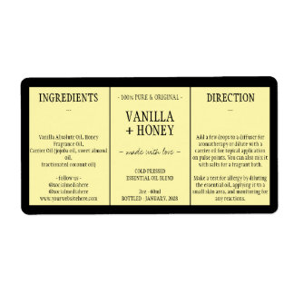 Cosmetic Vanilla Honey Ingredients yellow