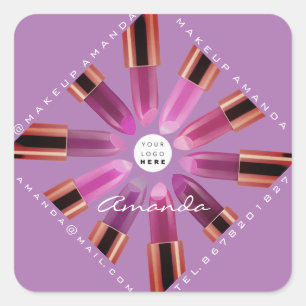 Cosmetica Makeup Rose Gold Lipsticks Lavender Square Sticker