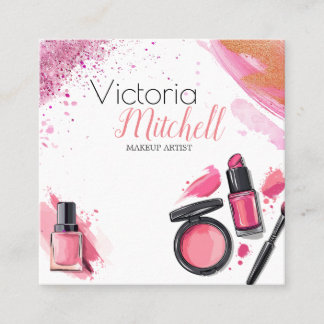 cosmetics for makeup artist square business card