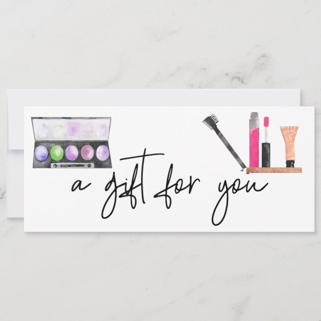 Cosmetics Gift Certificate Watercolor Makeup  Invitation (Front)