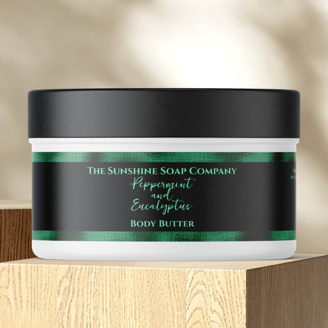 Cosmetics Jar Label - Black and Green Foil (Creator Uploaded)
