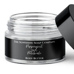 Cosmetics Jar Label - Black and Silver Foil
