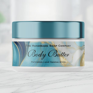 Cosmetics Jar Label - Blue Marble and Gold