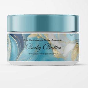 Cosmetics Jar Label - Blue Marble and Gold