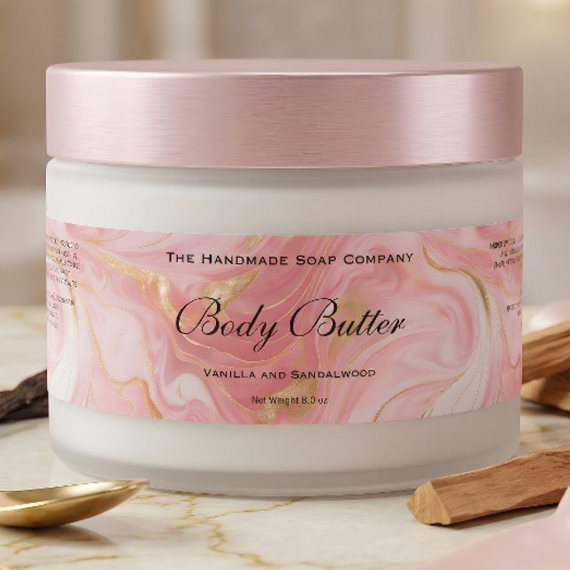 Cosmetics Jar Label Delicate Pink & Gold (Creator Uploaded)