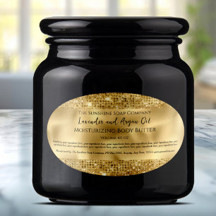 Cosmetics Jar Label - Gold Foil and Gold Glitter