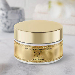 Cosmetics Jar Label - Gold Foil and Gold Glitter