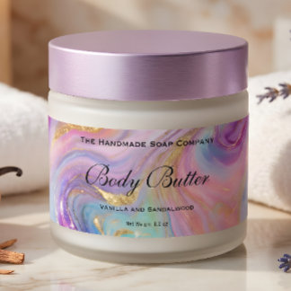 Cosmetics Jar Label Holographic Gold