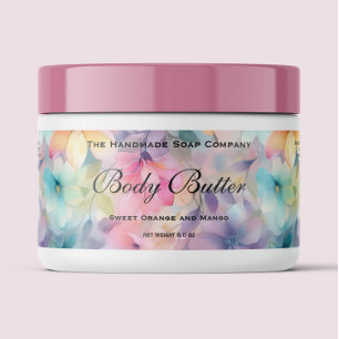 Cosmetics Jar Label - Pastel Watercolor Flowers