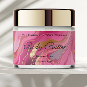 Cosmetics Jar Label - Pink Marble and Gold