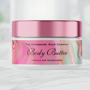 Cosmetics Jar Label - Pink Marble and Gold Foil