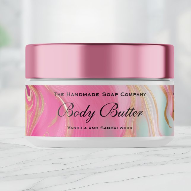 Cosmetics Jar Label - Pink Marble and Gold Foil (Creator Uploaded)