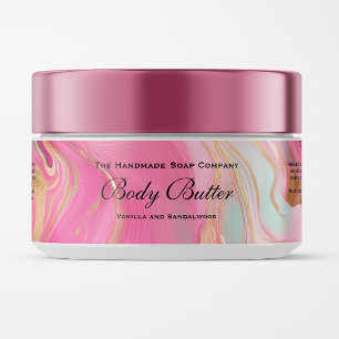Cosmetics Jar Label - Pink Marble and Gold Foil