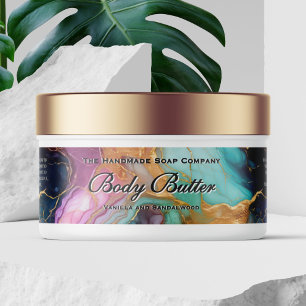 Cosmetics Jar Label - Teal, Blue, Magenta and Gold