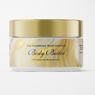 Cosmetics Jar Label - White Marble and Gold