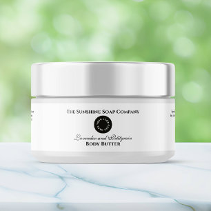 Cosmetics Jar Label - White with logo