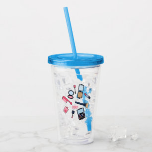 Cosmetics / make-up cartoon illustration acrylic tumbler