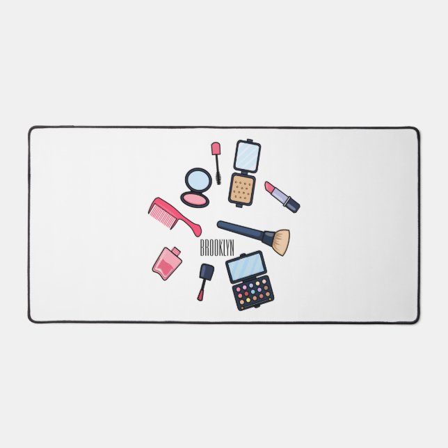 Cosmetics / make-up cartoon illustration desk mat (Front)