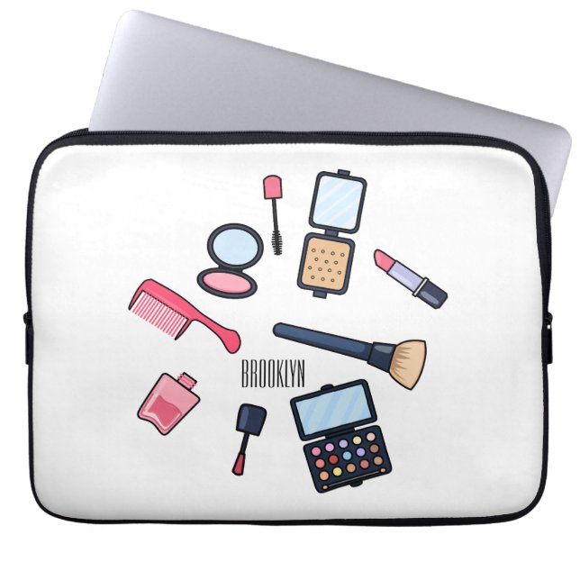 Cosmetics / make-up cartoon illustration laptop sleeve (Front)