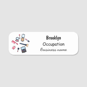 Cosmetics / make-up cartoon illustration name tag