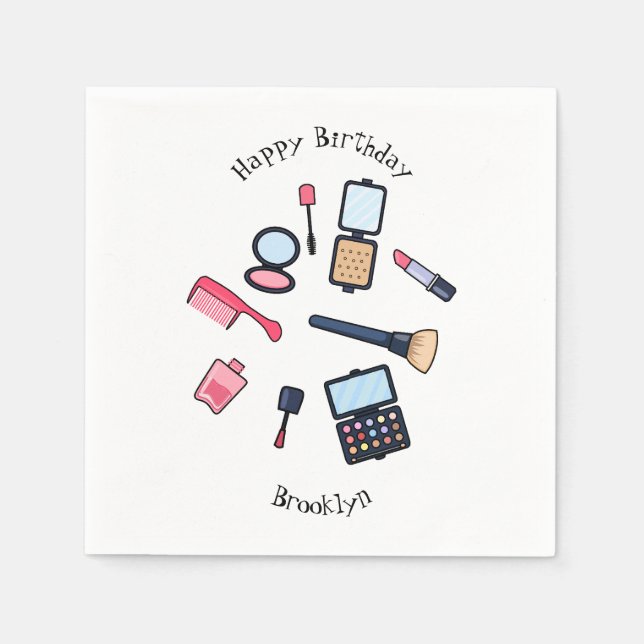 Cosmetics / make-up cartoon illustration napkin (Front)